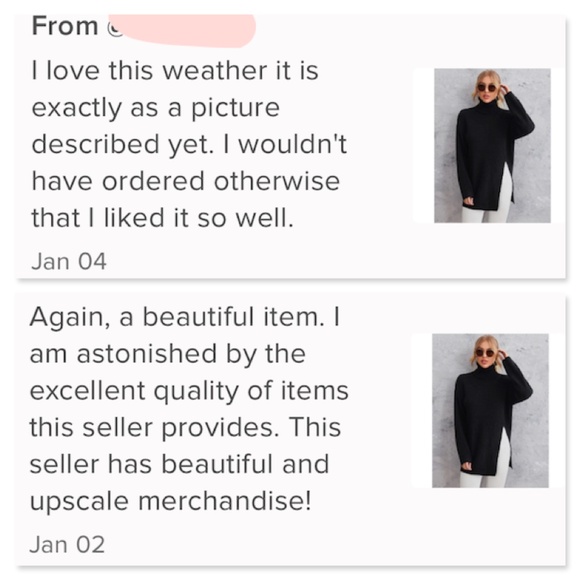 Black Cable Knit Long Turtleneck Sweater Side Cut, Slit Long Sleeves - Picture 7 of 7